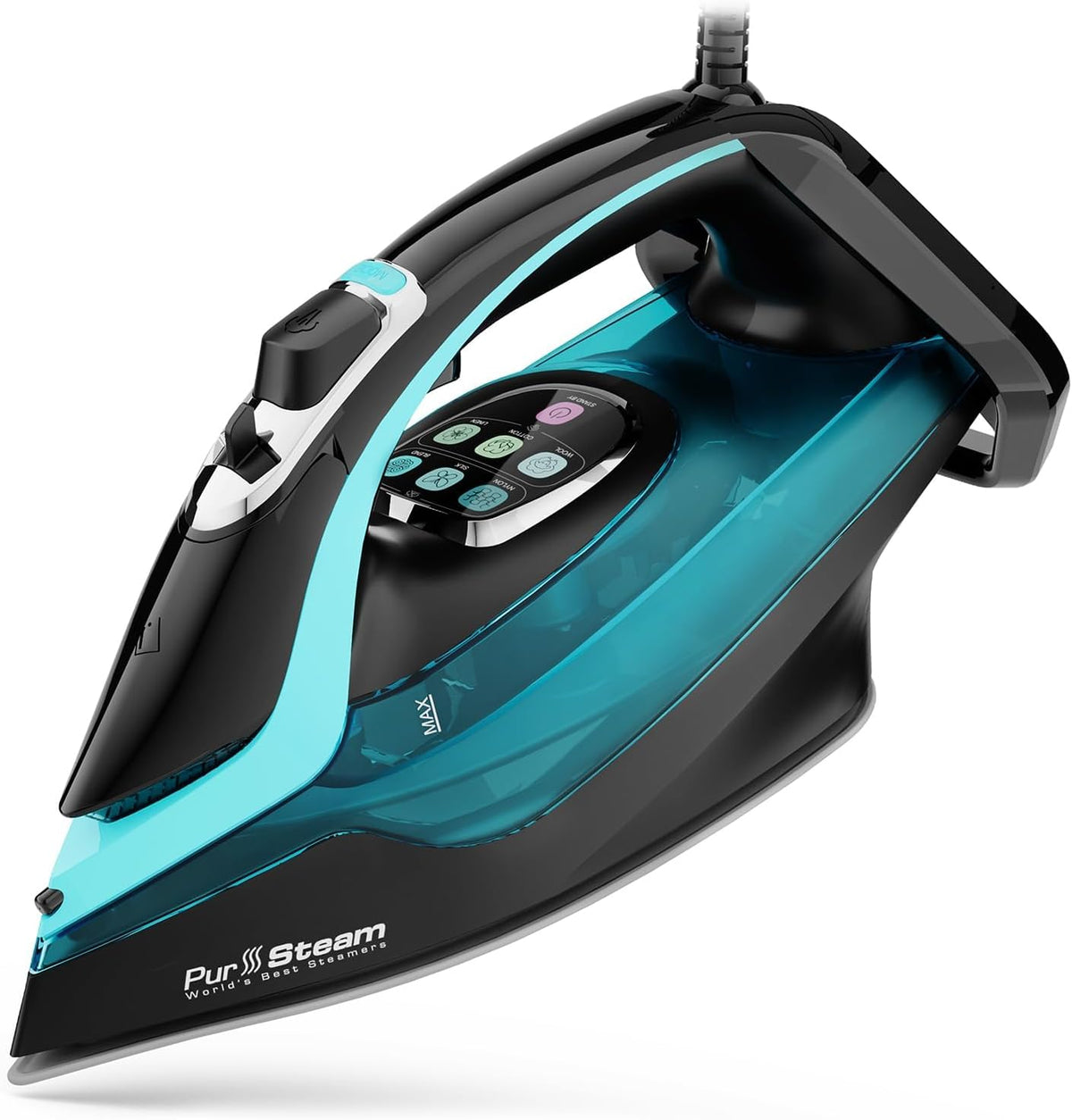 PurSteam SteamTech Steam Iron with LED Display, Ceramic Soleplate, 1750W