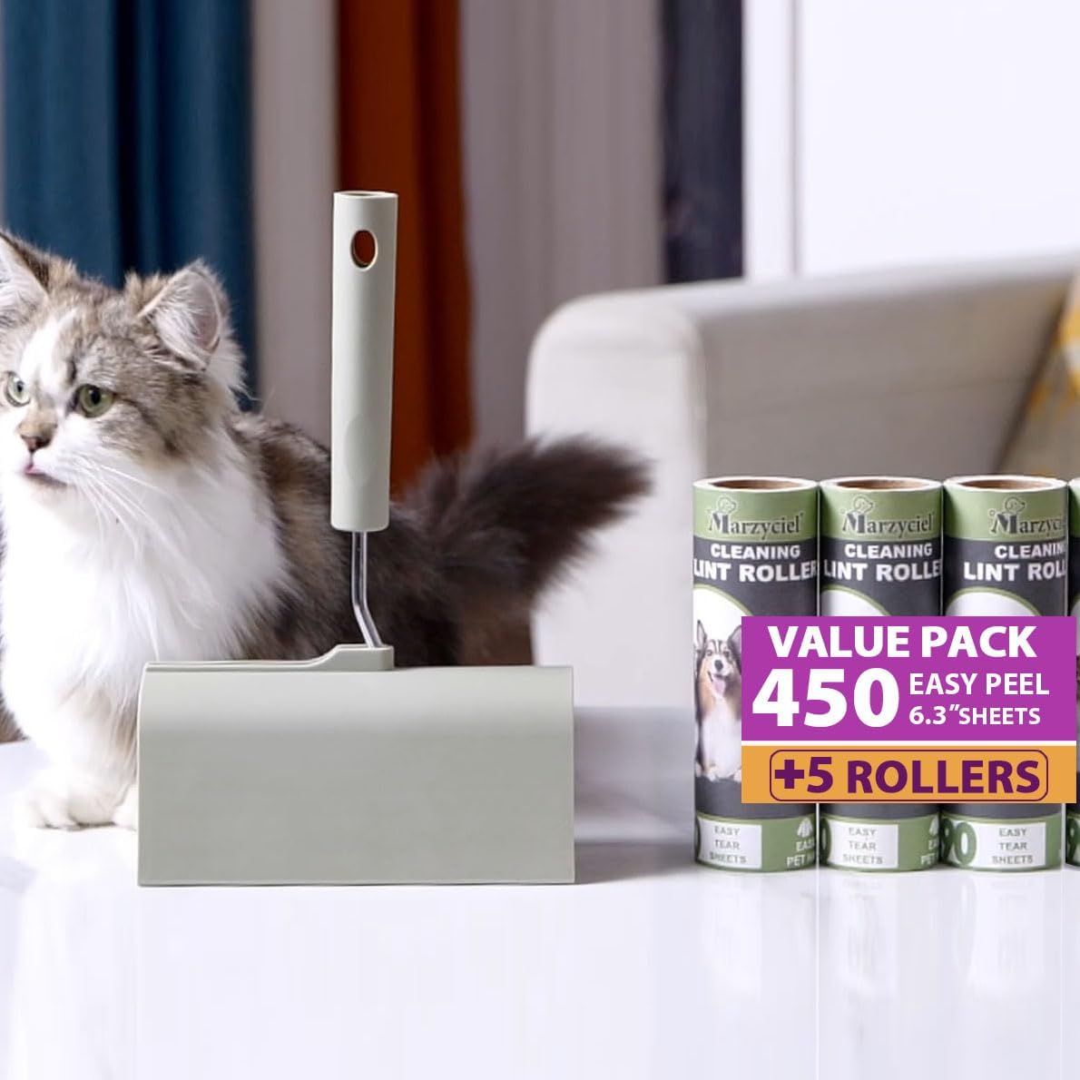 Large Lint Rollers for Pet Hair Extra Sticky，6.3'' Wide Remover