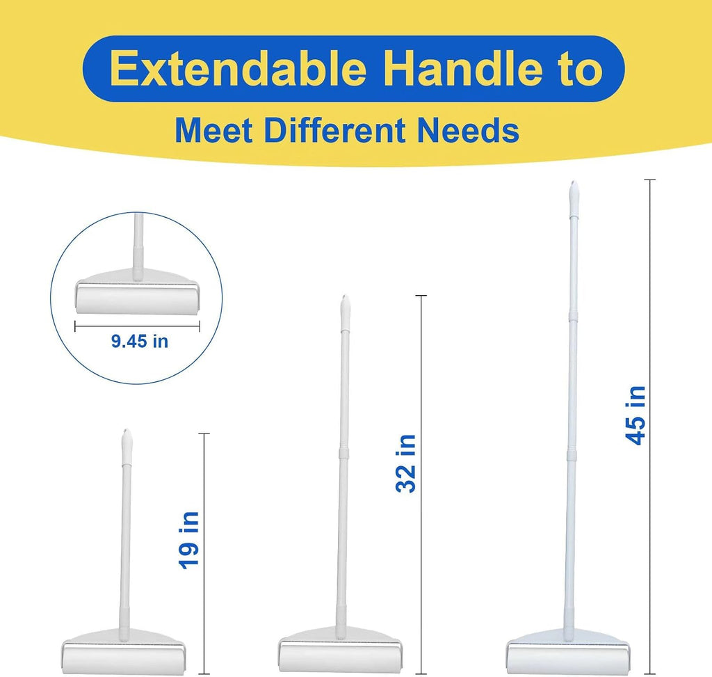 Large Lint Rollers for Floor Carpet, Sticky Floor Roller with 3 Extendable Long Handle for Pet Hair Removal, 9.45" Giant Lint Roller with 360 Sheets for Carpets, Beds, Cars, Clothing
