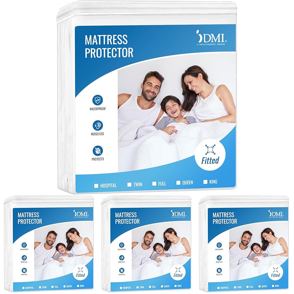 DMI Waterproof Mattress Protector, Mattress Pad/Cover, Bed Pad and Cover, Contoured Fitted Sheet, Queen (Packaging May Vary)