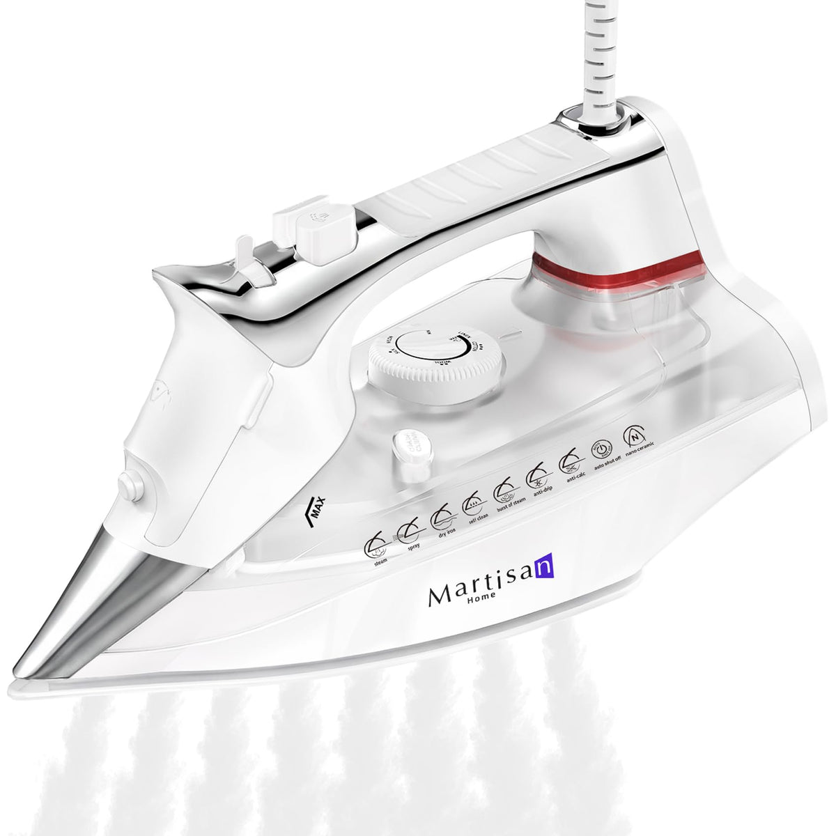 Martisan Steam Generator Iron for Clothes, LED Steam Station, 1800W Power, 8 Bar Max Pressure, 1.9L Water Tank, 550g/min Steam Burst, Auto Off, Ceramic Soleplate, Fast Wrinkle Removal, Purple