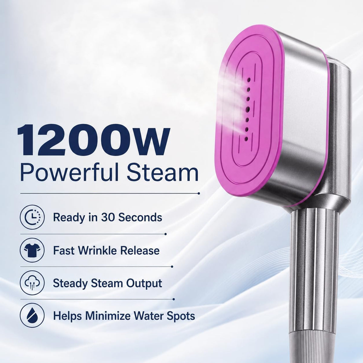 NSYNSY 2-in-1 Clothes Steamer and Iron, 1200W, 7 Modes, Rotating Head