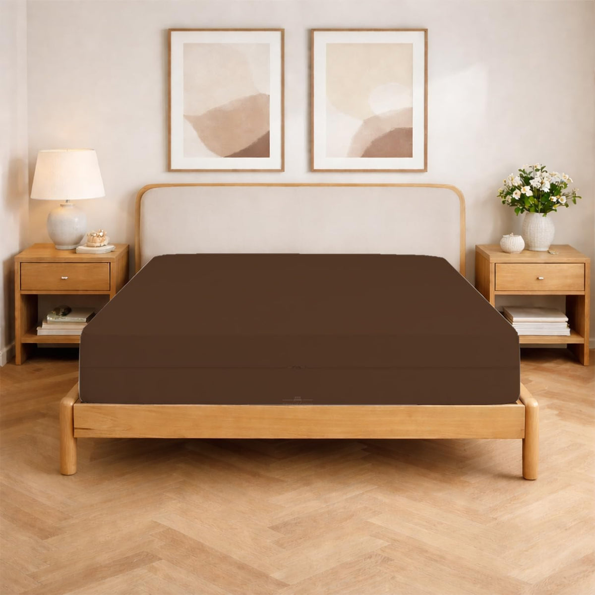 Queen Size Microfiber 1 PC Zipper Fitted Sheet 4 Inch Deep , Dark Grey