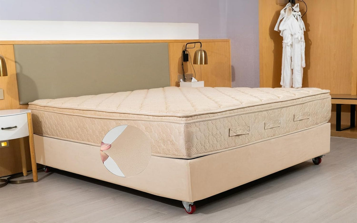 Velvet Bed Frame Cover, Bed Base Wrap Cover, Alternative to Traditional Valance Bed Sheet Skirt Cover, Fully Elastic Around The Base of Your Bed, Easy to Install(Camel, Queen Bed Width:59-63")