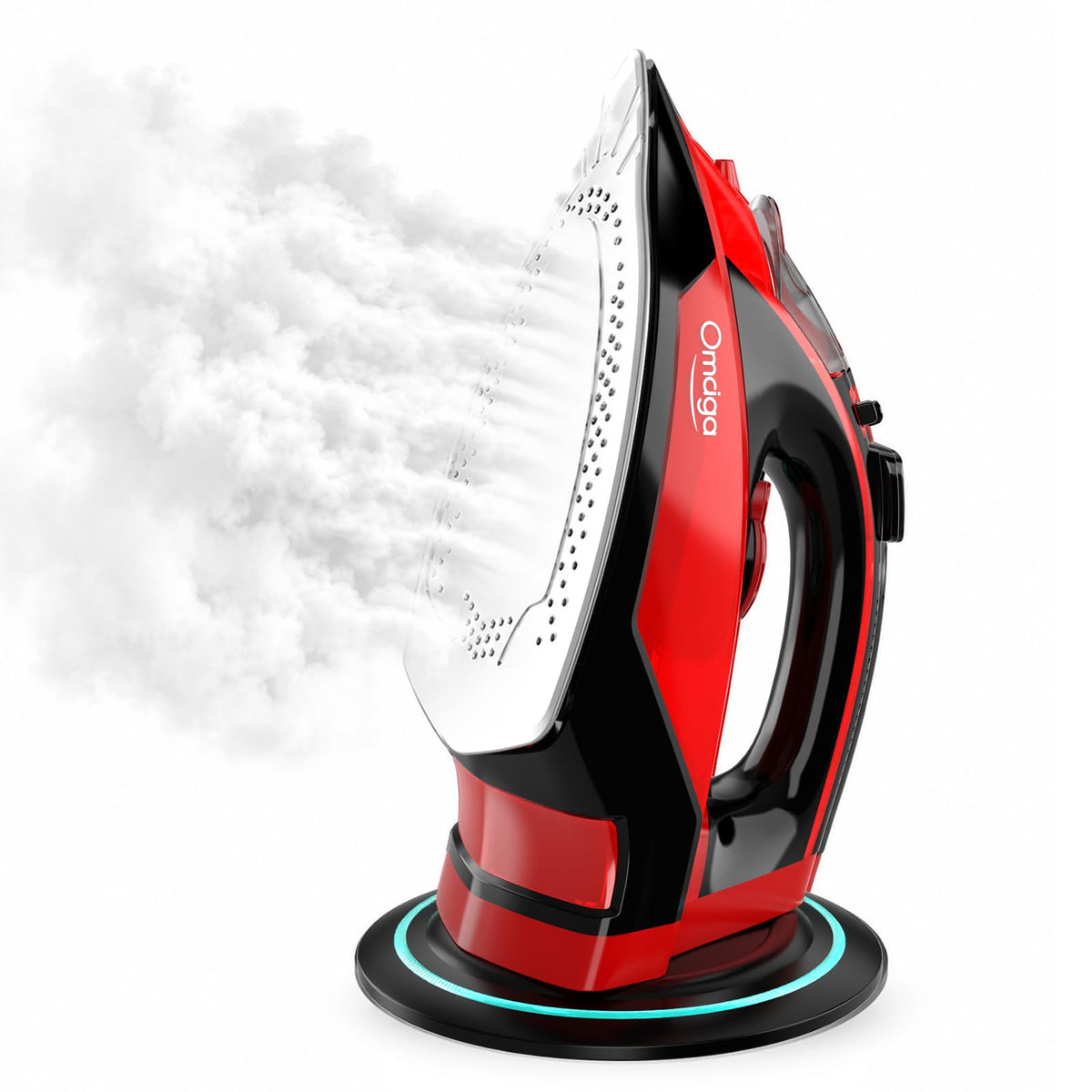 OMAIGA Steam Iron for Clothes, 1500W Iron with Rapid Heating, Non-Stick Ceramic Soleplate, Burst of Steam, Self-Cleaning, Auto-Off, Anti-Drip, 11.84oz Water Tank Ironing Clothes for Home, Black
