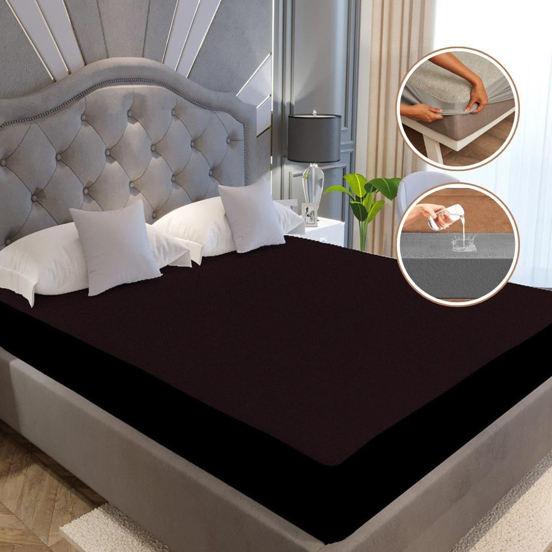 Terry Cotton Mattress Protector – Waterproof, Breathable, Soft & Noiseless Fitted Sheet Style Mattress Cover, Protects Against Spills, Stains & Dust