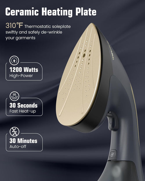 BEAUTURAL Steamer for Clothes, Handheld 2-in-1 Steam & Iron, 1200W, Navy