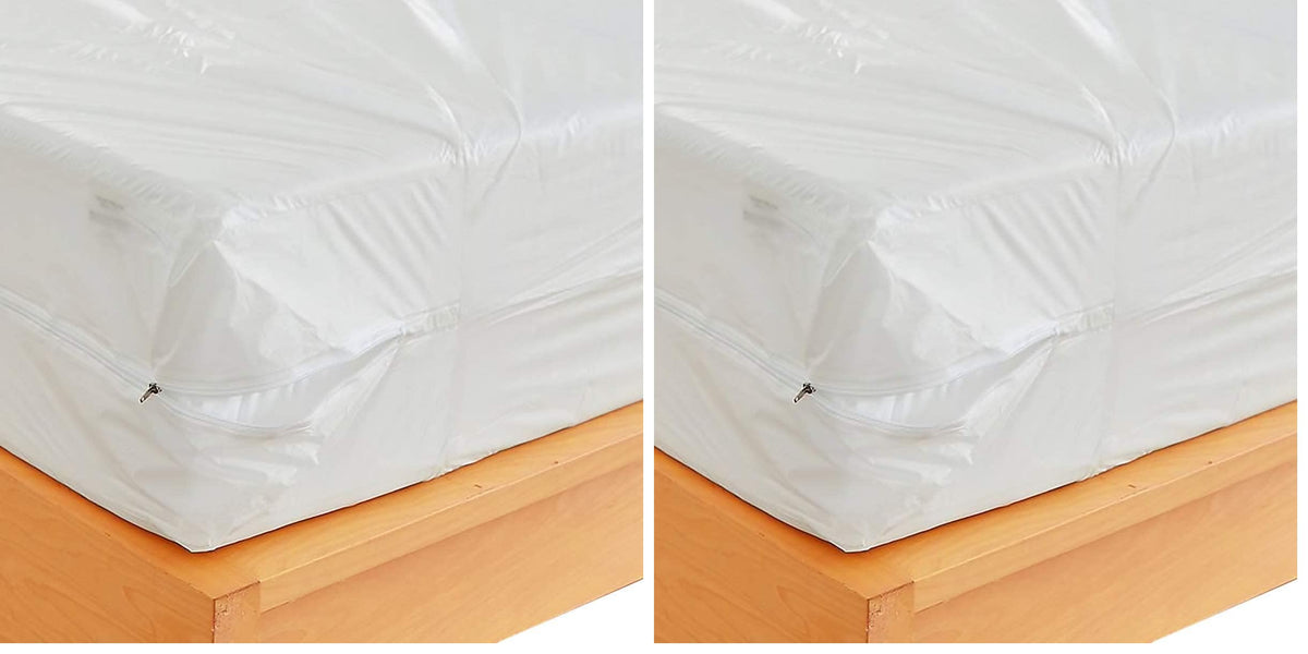 Waterproof Zippered Plastic Mattress Protector Encasement (Queen Size)