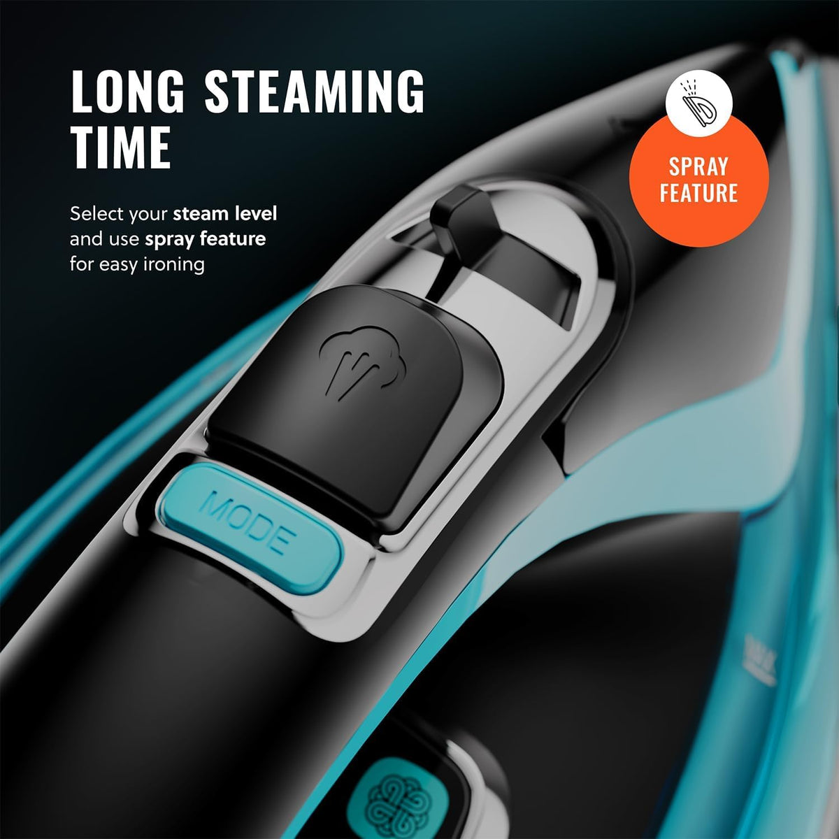 PurSteam SteamTech Steam Iron with LED Display, Ceramic Soleplate, 1750W