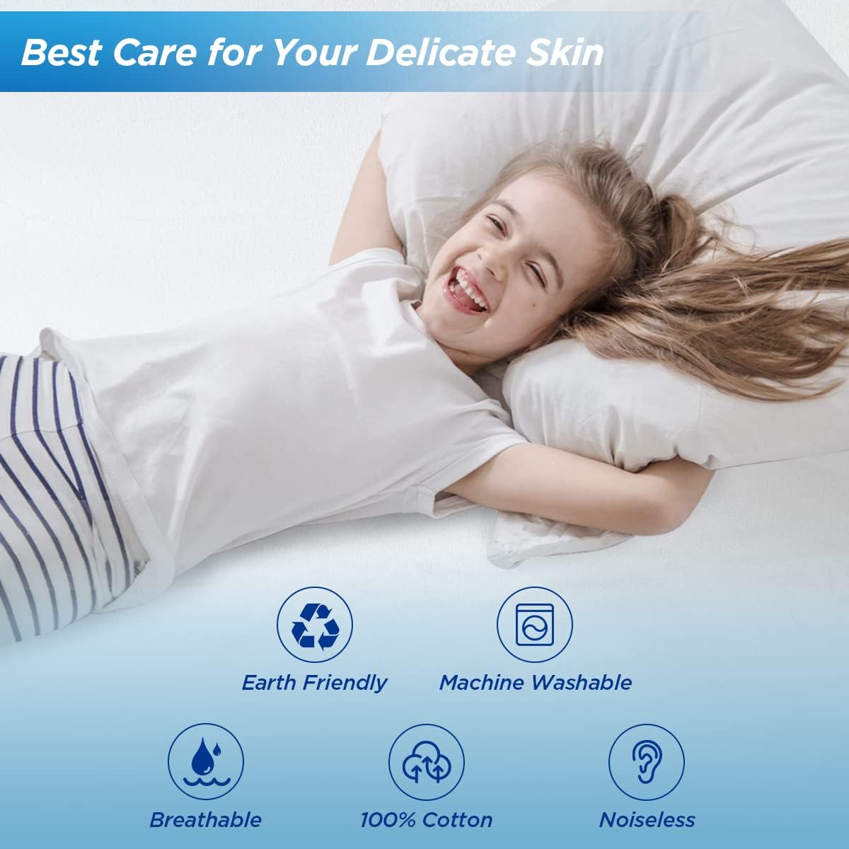 Waterproof Mattress Protector Twin Size, Terry Cotton Fitted Sheet Style with Deep Pocket 18" – Breathable TPU Cooling Cover, 39"x75"