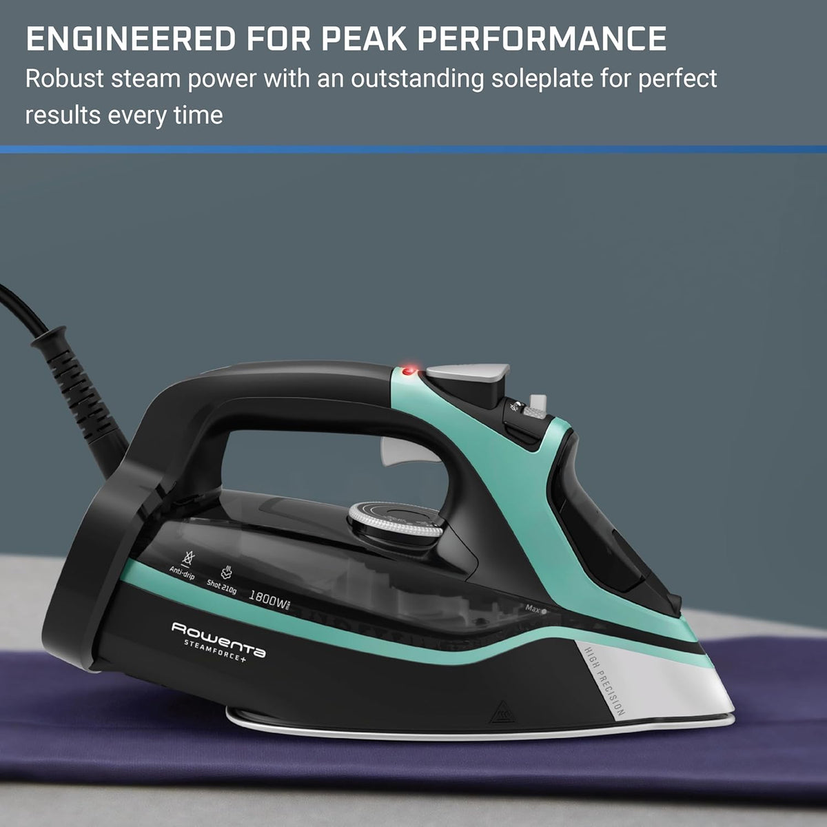 Rowenta Steam Force Stainless Steel Soleplate Steam Iron for Clothes, Anti-Drip Protection, 400 Microsteam Holes, 1800 Watts, Iron, Fabric Steamer, Garment Steamer for Clothes, Precision Tip, DW9440