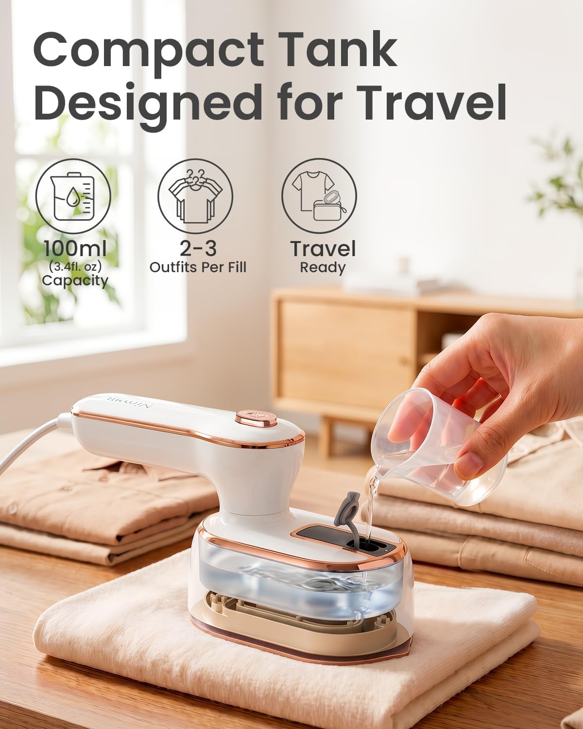 Steamer for Clothes, Handheld Portable Iron Steamer, 2-in-1 Dry & Steam, 180° Rotatable Handle, 20s Fast Heat-Up, 970W Travel Steamer for Home & Travel, 120V Only