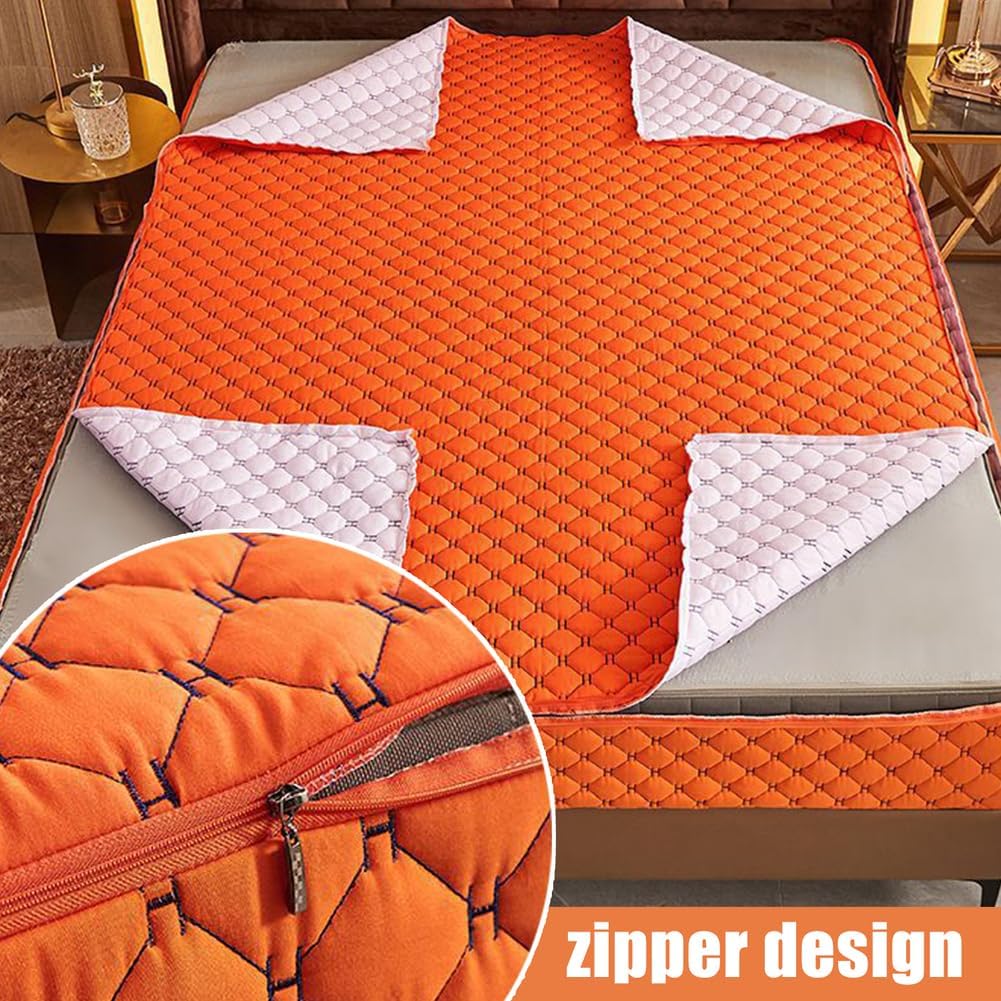 Grey/a,150x200+15cm, Customizable Full Zip Mattress Protector Cover Breathable&Anti Dust Mattress Encasement Cover Double/King Comfortable Fitted Sheet Mattress Cover Washable