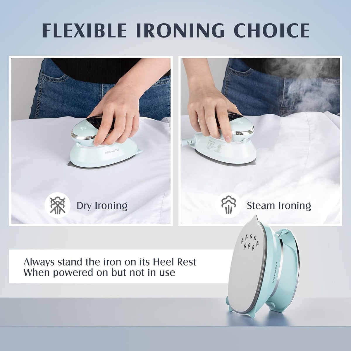 PIOMATIC Travel Iron Mini with Steam for Clothes with Dual Voltage