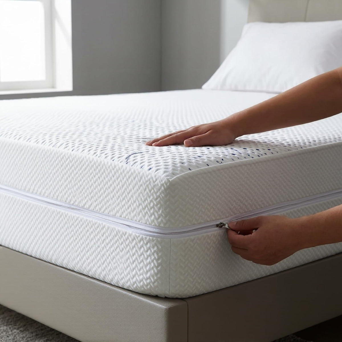 Zippered Mattress Encasement, Mattress Cover Protector, Breathable Waterproof Bed Sheet Alternative, Skin?Friendly Knit Deep Pocket Sheet Cover-ZIVZIV (Depth 16''-18'', Twin XL(39"×80"))
