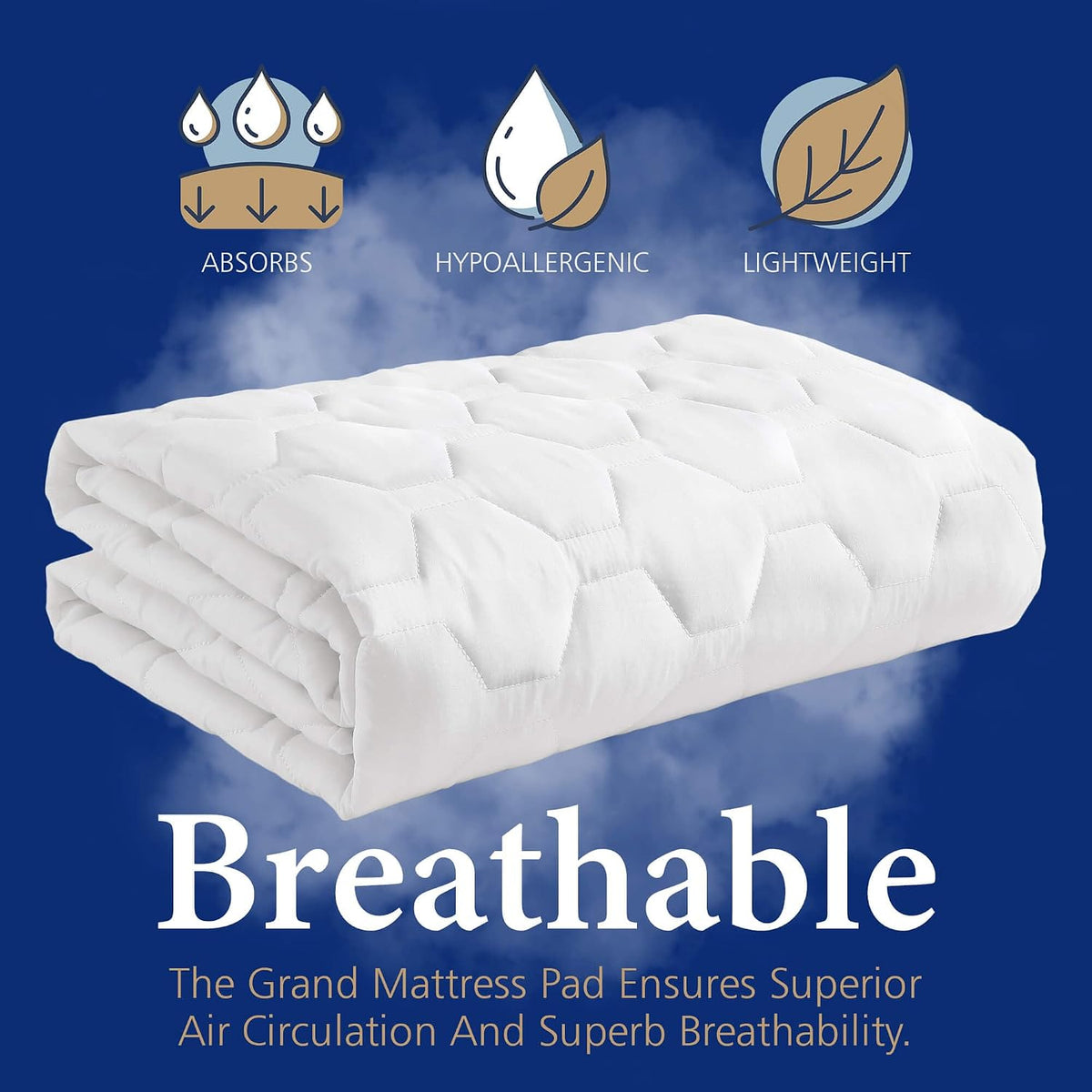 The Grand Hotel Collection Twin Size Hybrid Mattress Protector & Pad - Soft and Comfortable Bed Sheet Cover that Restores the Beauty of Your Mattress, While Protecting from Stains, Dust, and Dirt.
