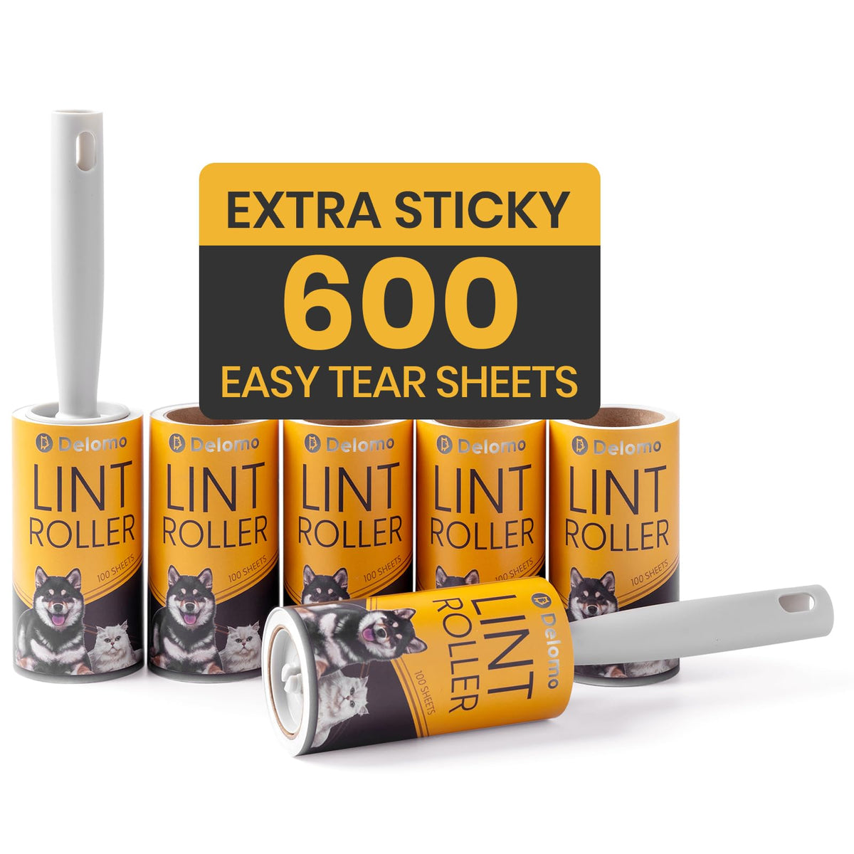 DELOMO Lint Roller for Pet Hair Extra Sticky, Mega Value Set of 1000 Sheets