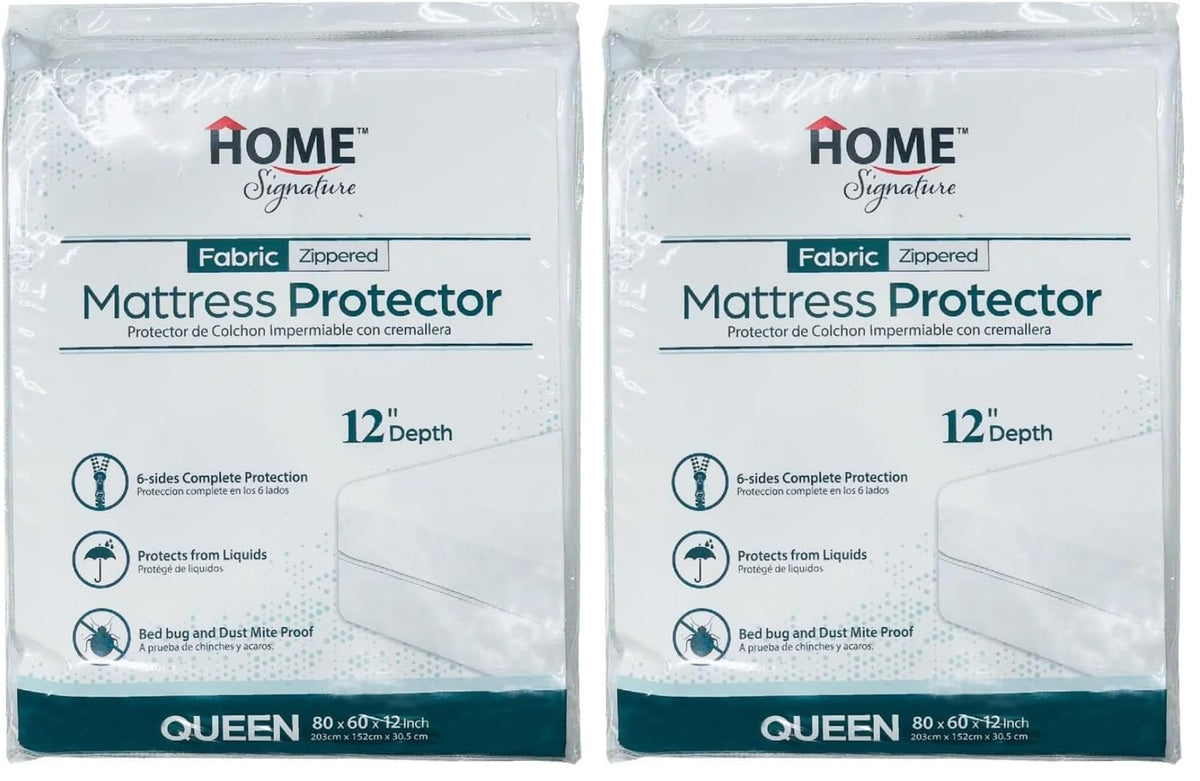 Zippered Waterproof Mattress Protector – 6-Sided Encasement, Bed Bug & Dust Mite Proof, 12” Deep Cover for Full Protection (Queen)