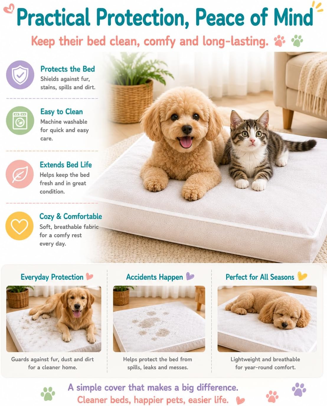 Disposable Dog Bed Covers, 21.7 x 33.5 in, 20 Pack