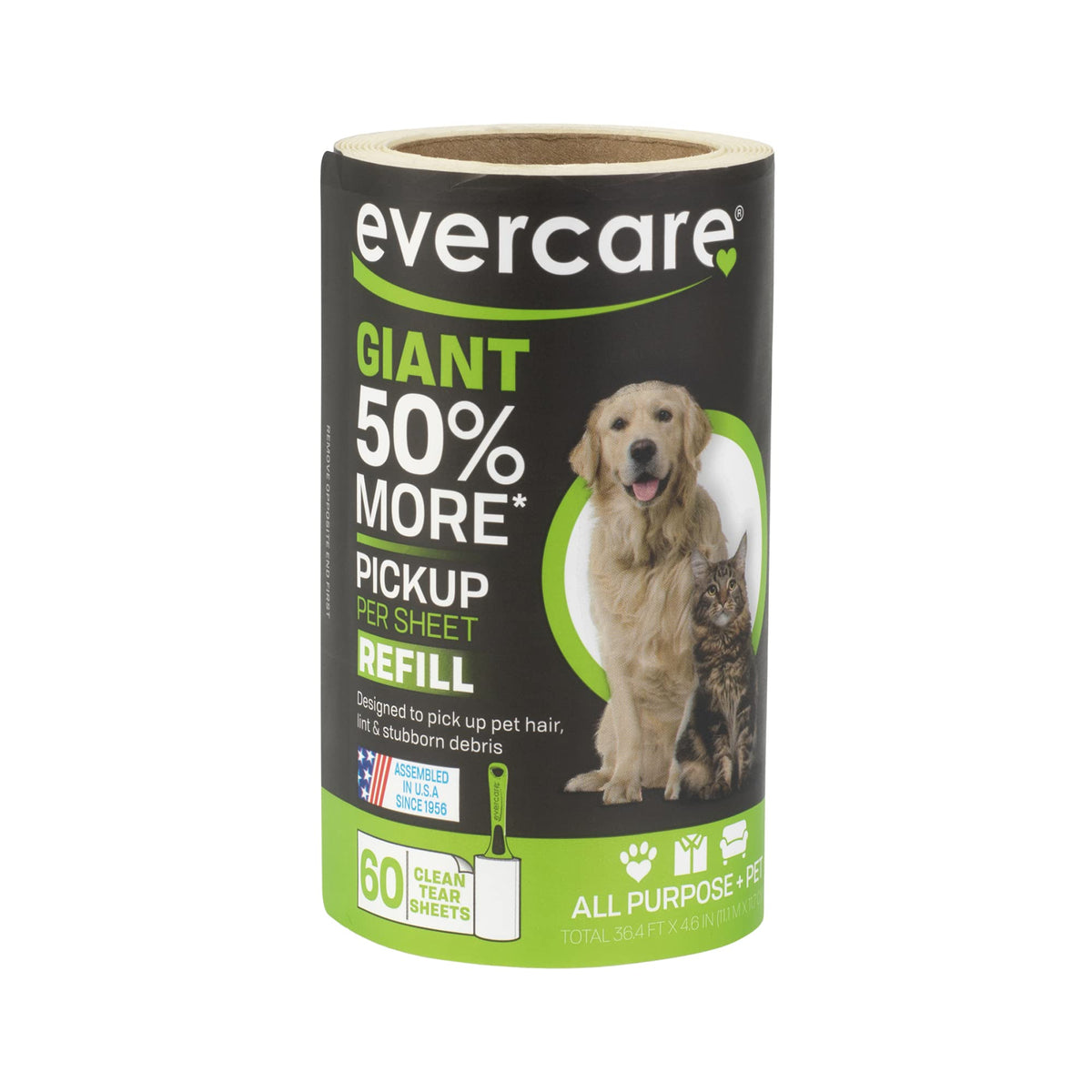 Evercare Pack of 4 Pet Extreme Stick Plus Lint Roller Refill Rolls