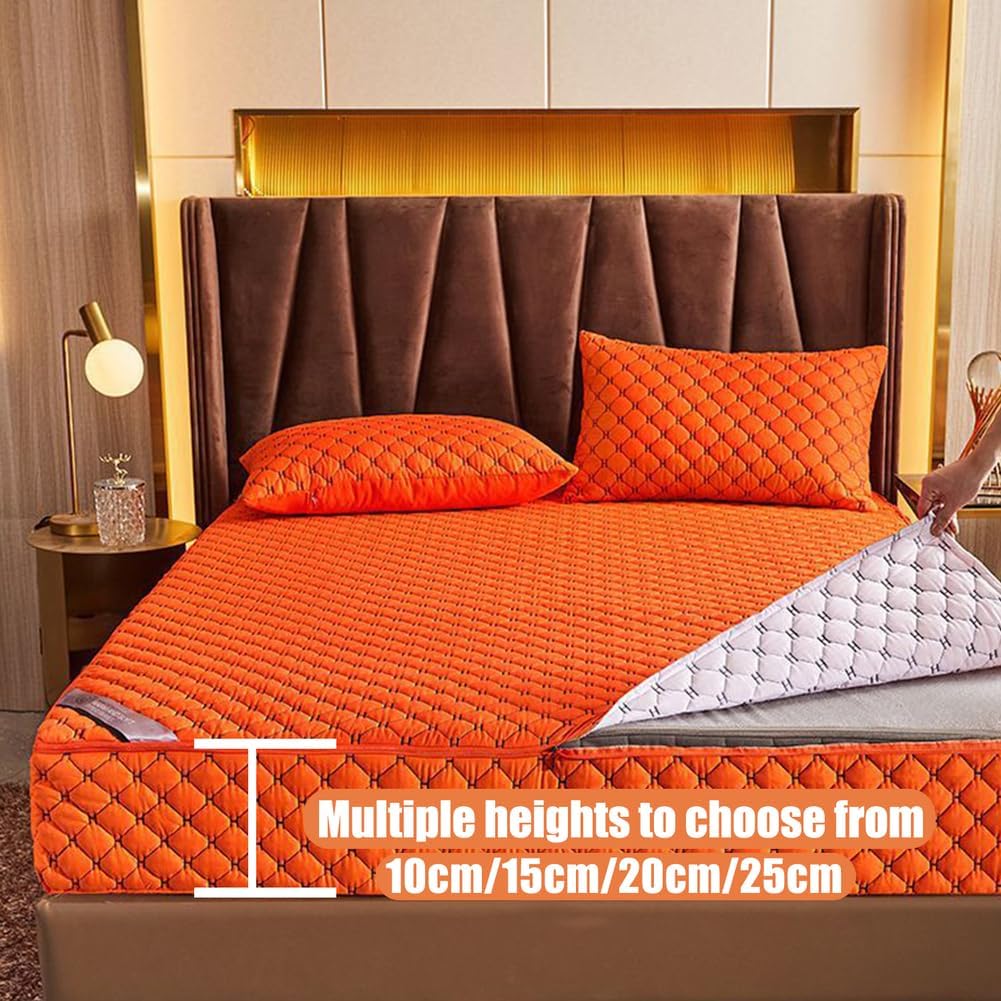 Grey/a,150x200+15cm, Customizable Full Zip Mattress Protector Cover Breathable&Anti Dust Mattress Encasement Cover Double/King Comfortable Fitted Sheet Mattress Cover Washable