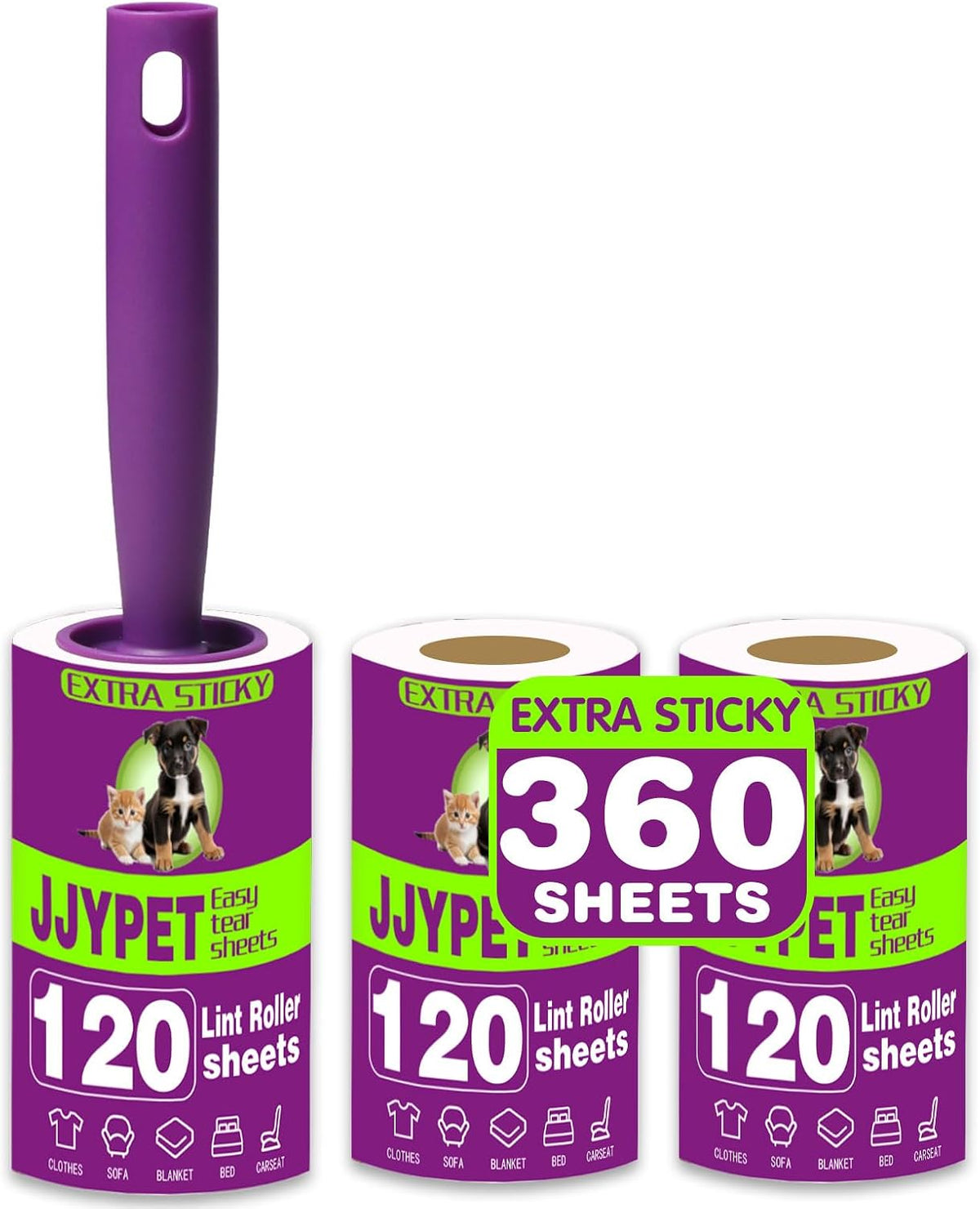 Lint Rollers for Pet Hair Extra Sticky 360 Sheets Dog and Cat Lint Remover