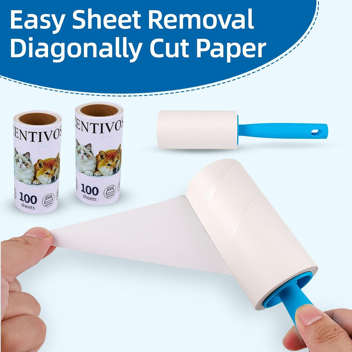 Strong 800-sheet lint Roller removes Dog & cat Fur