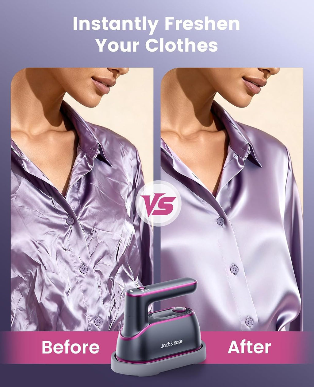 Jack ＆ Rose Travel Steamer Iron for Clothes,1200w Iron Steamer,Portable Handheld Travel Size Steamer iron,8S Fast Heat-Up，Large Ceramic Heat Panel