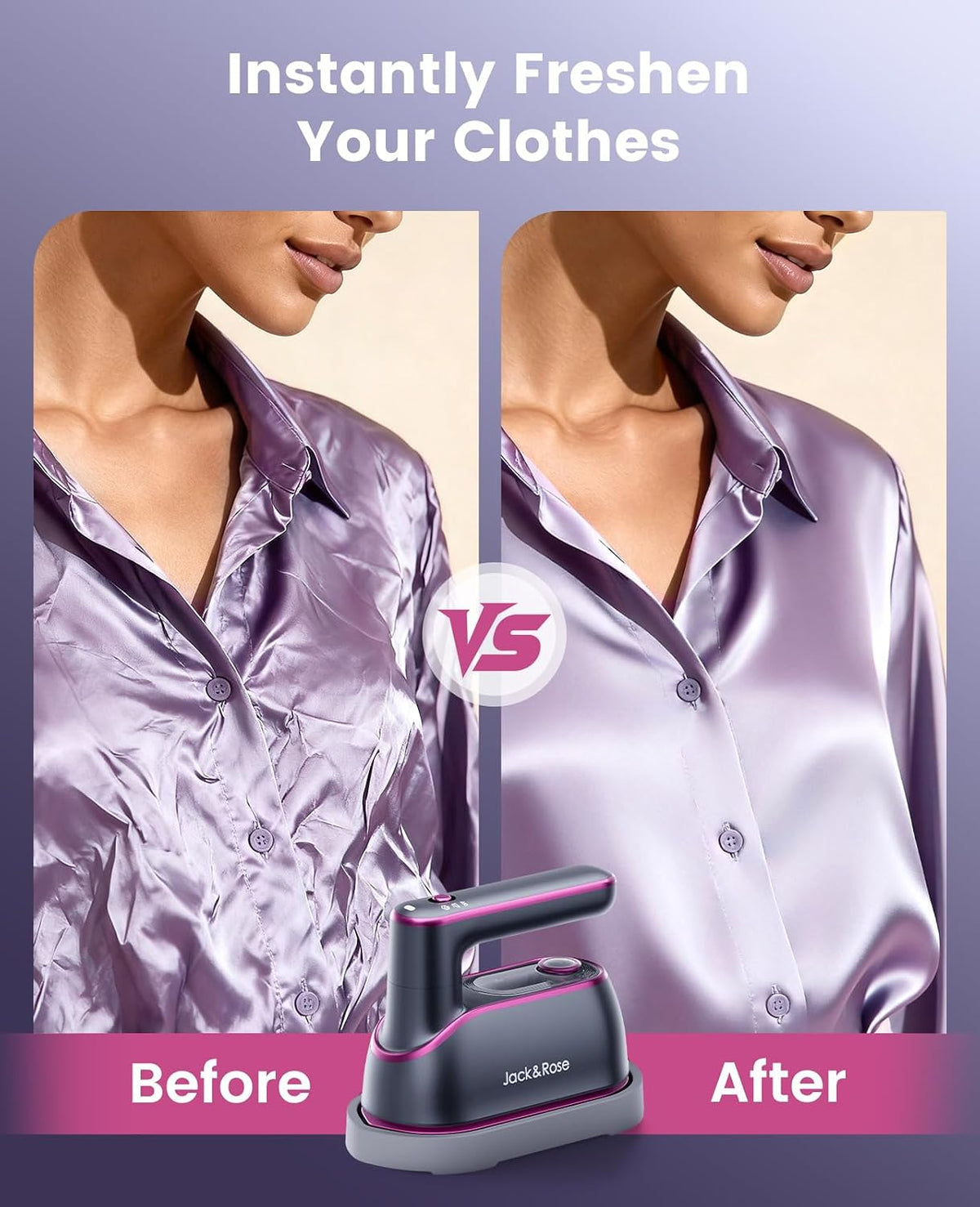 Jack ＆ Rose Travel Steamer Iron for Clothes,1200w Iron Steamer,Portable Handheld Travel Size Steamer iron,8S Fast Heat-Up，Large Ceramic Heat Panel