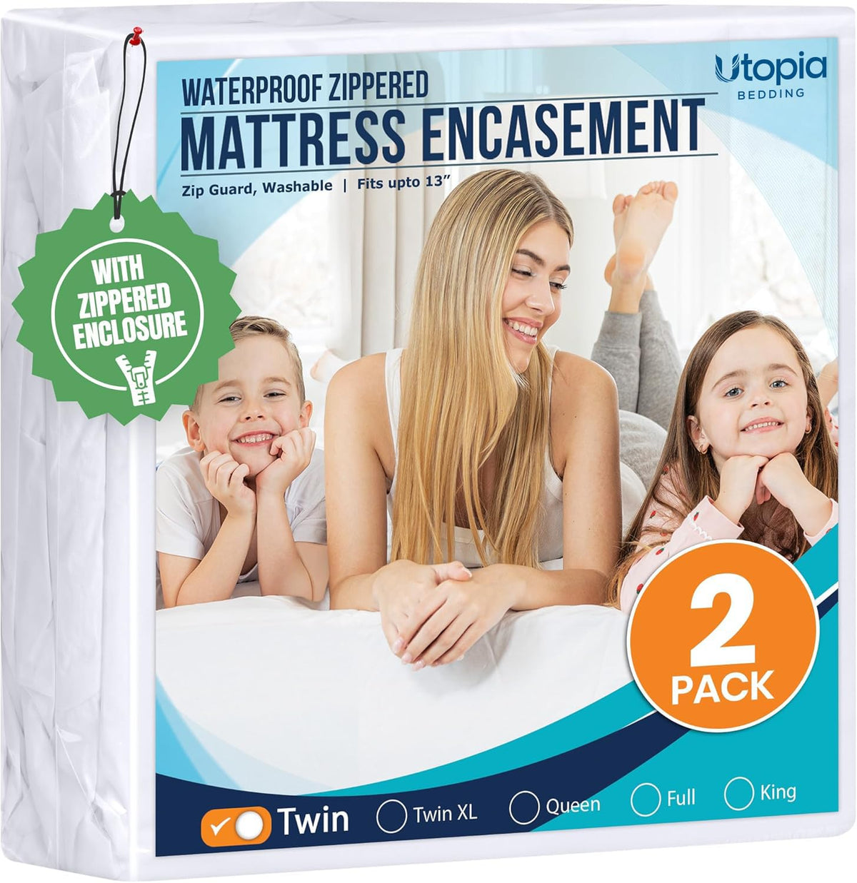 Utopia Bedding Waterproof Mattress Protector Queen Size, Zippered Mattress Encasement Bed Bug and Dust Mite Proof, Absorbent Six-Sided Mattress Cover