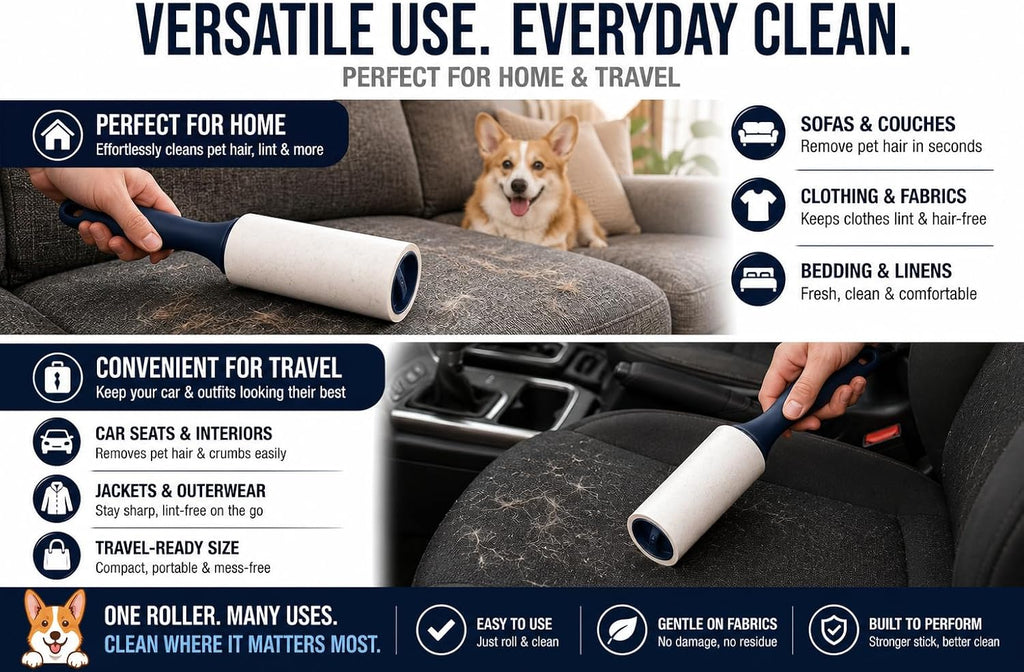 Extra Sticky Lint Roller for Pet Hair, 6 Pack 600 Sheets