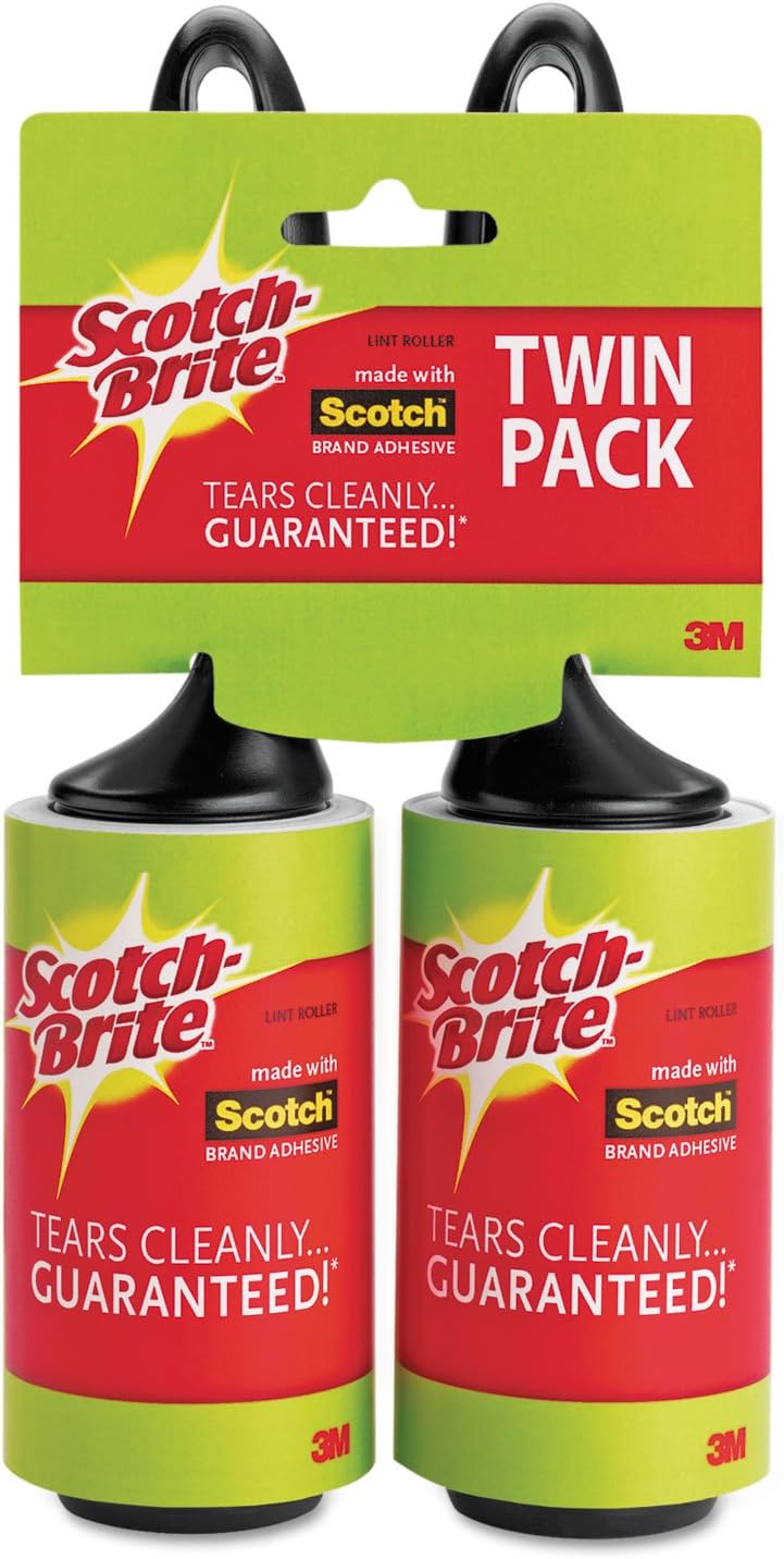 Scotch-Brite Lint Roller, Works Great On Pet Hair, 2 Rollers, 56 Sheets Per Roller, 112 Sheets Total