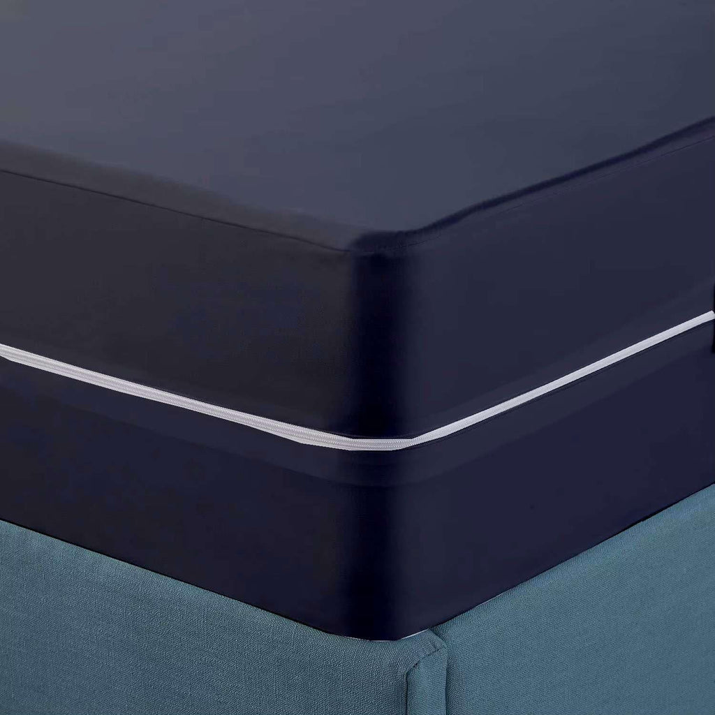 Zipper Fitted Sheet Queen 12" Deep Pocket Microfiber, Dark Grey