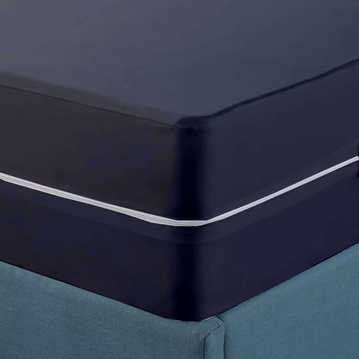 Zipper Fitted Sheet Queen 12" Deep Pocket Microfiber, Dark Grey