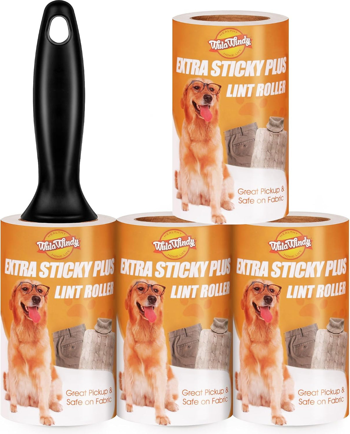 WulaWindy Extra Sticky Lint Rollers for Pet Hair, 240 Sheets, 4-Pack