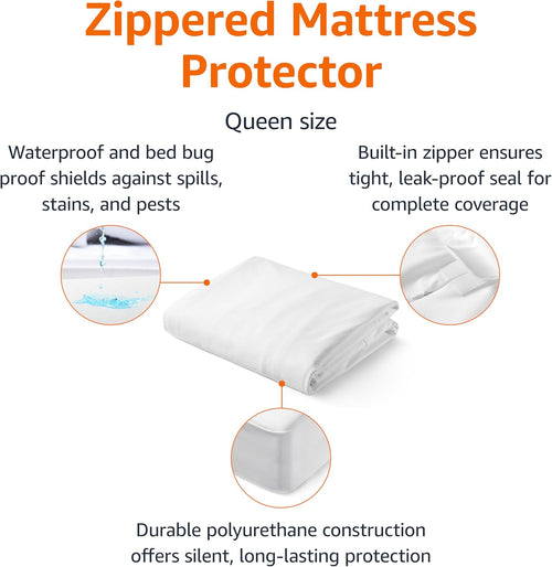 Amazon Basics Zippered Mattress Encasement - Waterproof, Queen