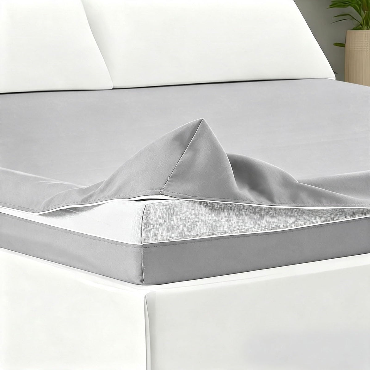 HunnmingRe Zippered Mattress Protector Fitted, Dark Gray, Queen,6-8in