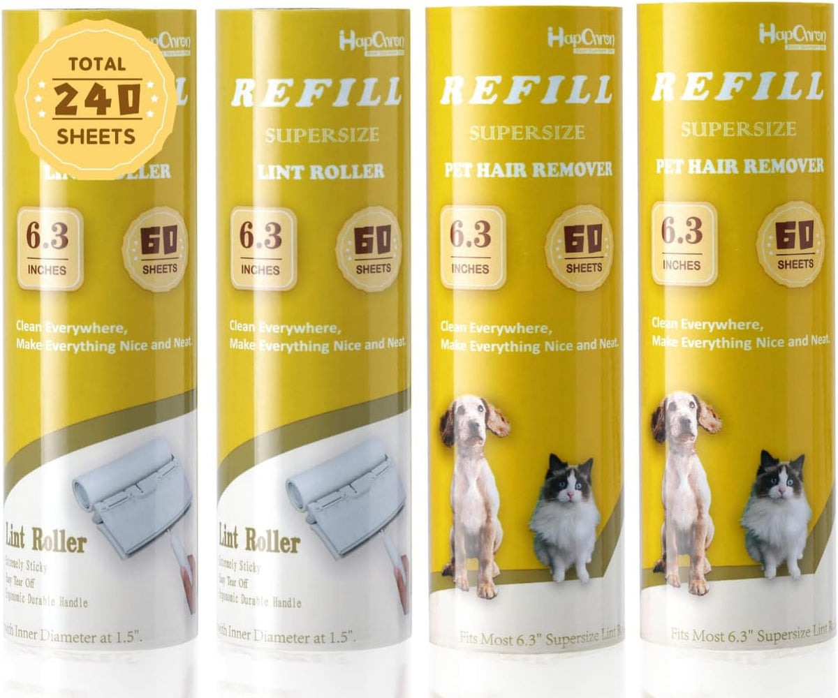 Lint Roller Refills 6.3", 240 Sheets, Extra Sticky, Two-Color Easy Tear-Off