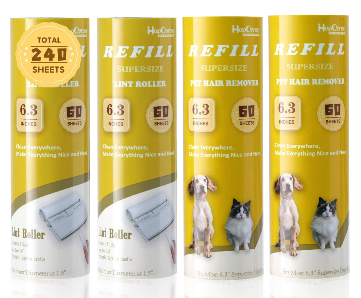 Lint Roller Refills 6.3", 240 Sheets, Extra Sticky, Two-Color Easy Tear-Off