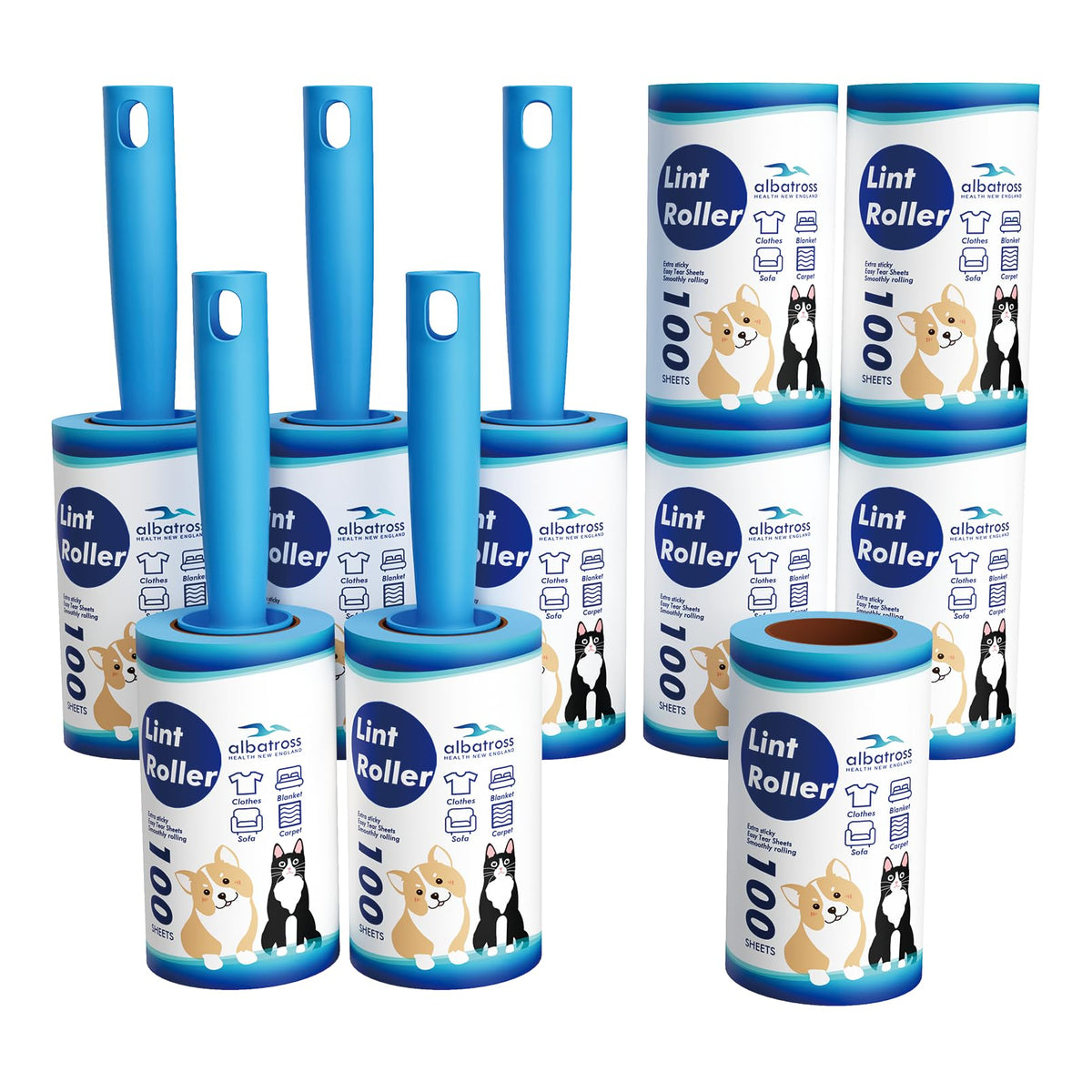 400 Sheets Lint Rollers for Pet Hair Extra Sticky, 2 Handles, 4 Rollers