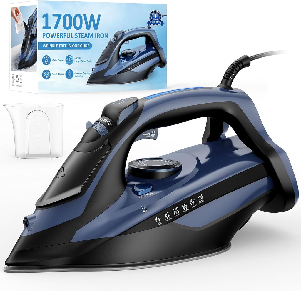 Steam Iron for Clothes 20s Fast Heating, Iron for Vertical Steaming