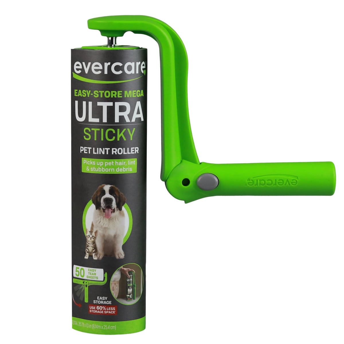 Evercare 10-Inch Mega All-Purpose Pet Hair Lint Roller Refill, 50 Sheets – Sticky Roller for Pet Hair, Cat & Dog Hair Remover, Lint Remover, Pet Hair Remover for Furniture, Clothing & Cars