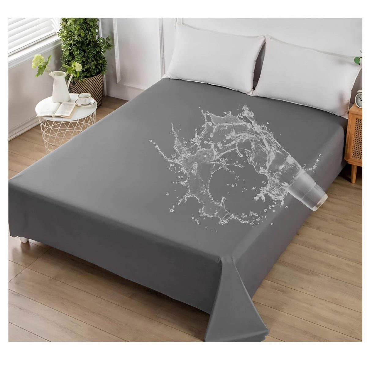 SIELUNO Waterproof Bed Sheet Flat Sheets Lightweight, Mattress Protector Sheet Bed Cover, Furniture Protector Covers for Queen Size Bed-H-230x300cm(90x118in)