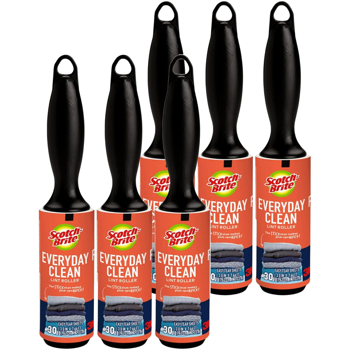 Scotch 3M Mini Lint Rollers 6-Pack (30 Sheets Each), Travel-Size Sticky Lint Removers for Clothes, Furniture and Pet Hair (3-Pack (30 Sheets Each))