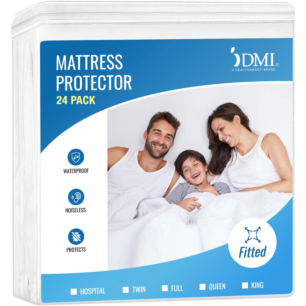 DMI Waterproof Mattress Protector, Mattress Pad/Cover, Bed Pad and Cover, Contoured Fitted Sheet, Queen (Packaging May Vary)
