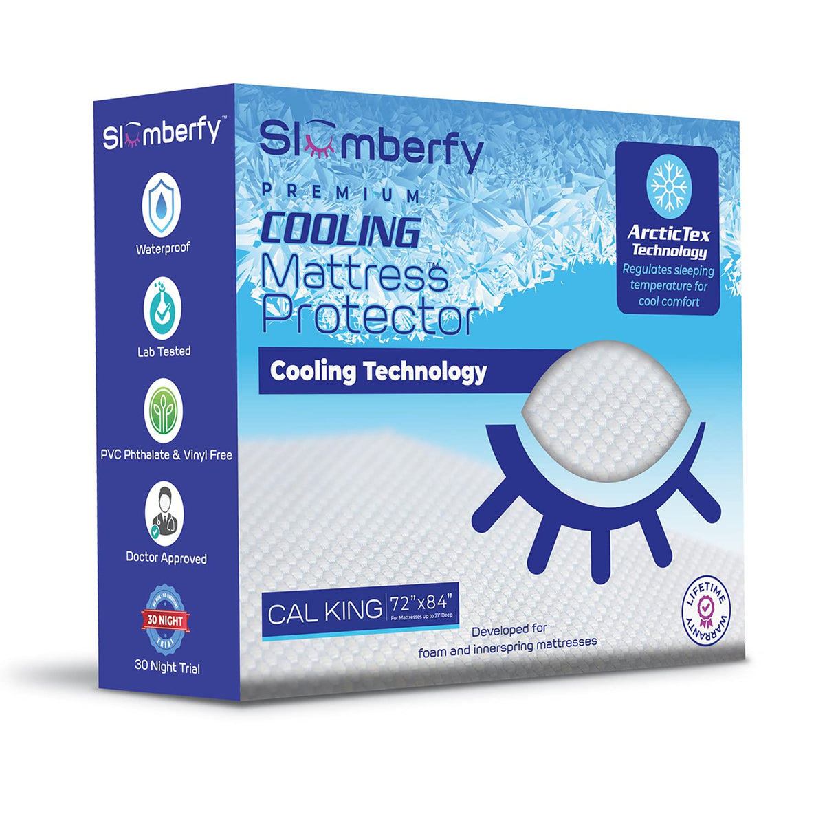 Queen Size Waterproof Cooling Mattress Protector by Slumberfy, 60x80 in