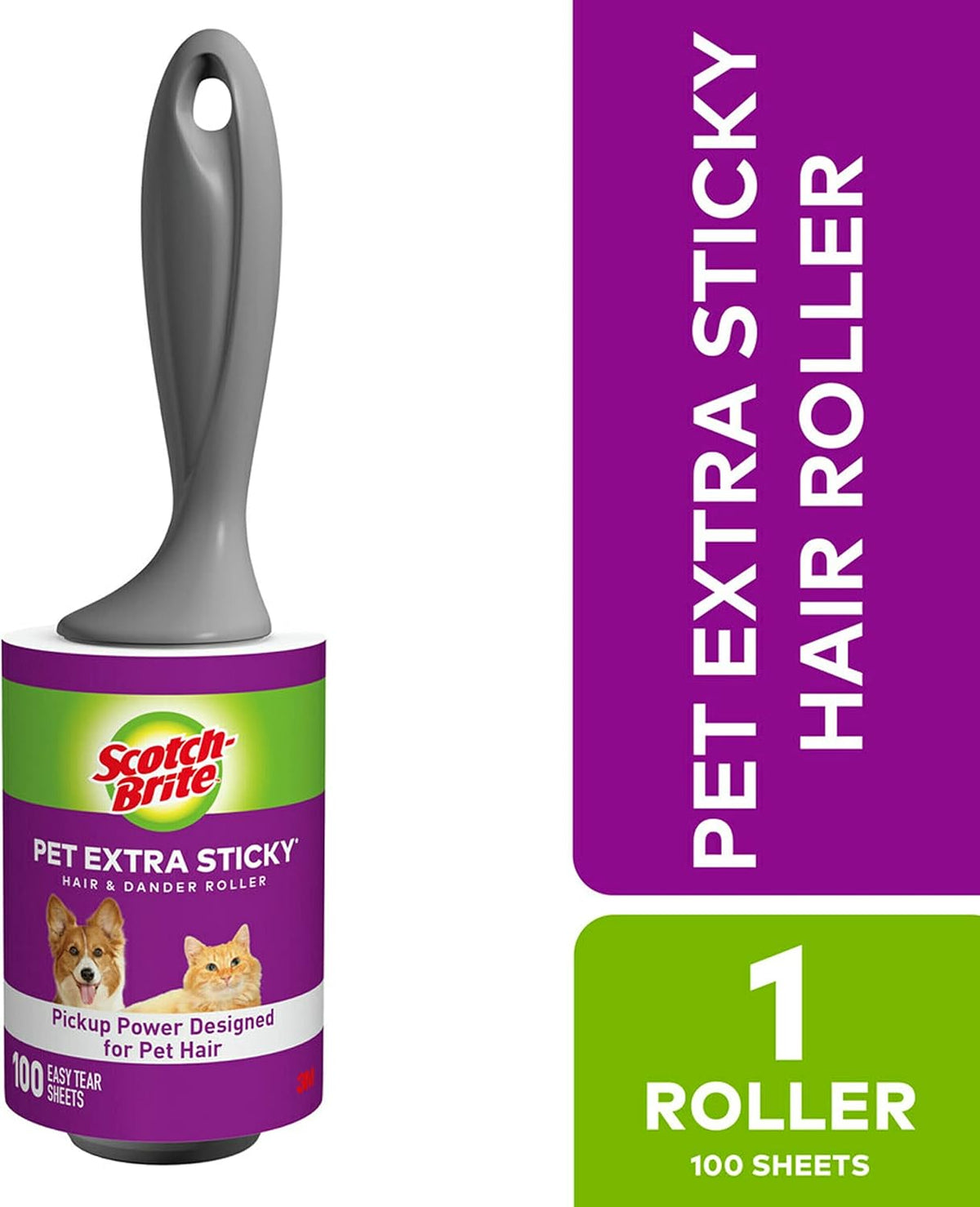 Scotch-Brite Pet Extra Sticky Hair Lint Roller, 4, 400 Sheets