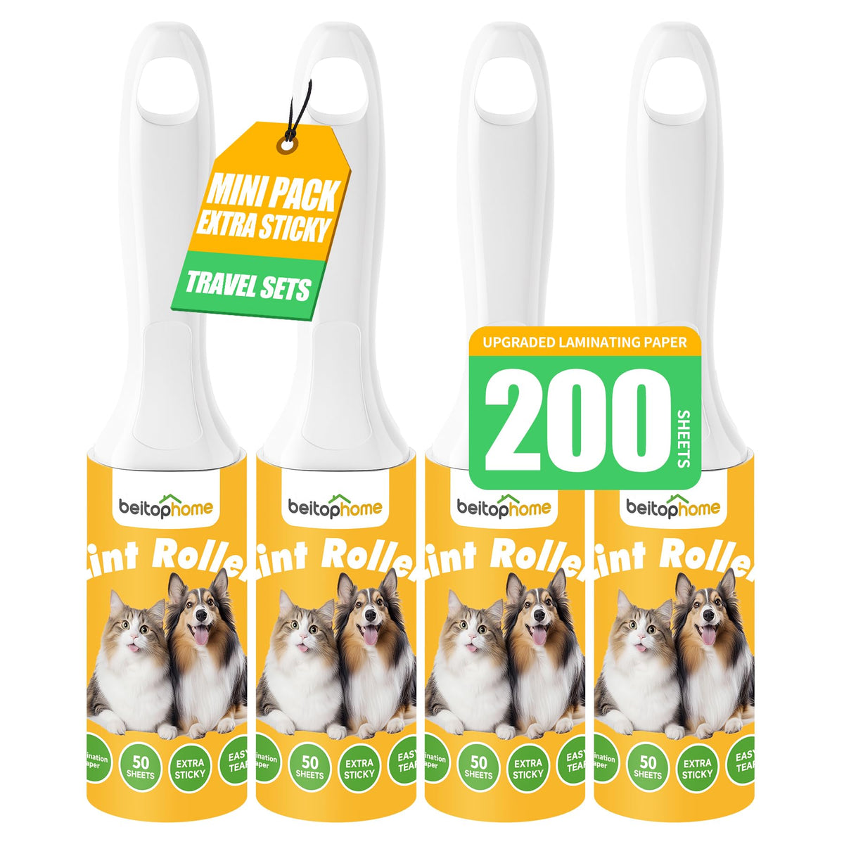Extra Sticky Lint Roller for Pet Hair, 800 Sheets, 4 Handles