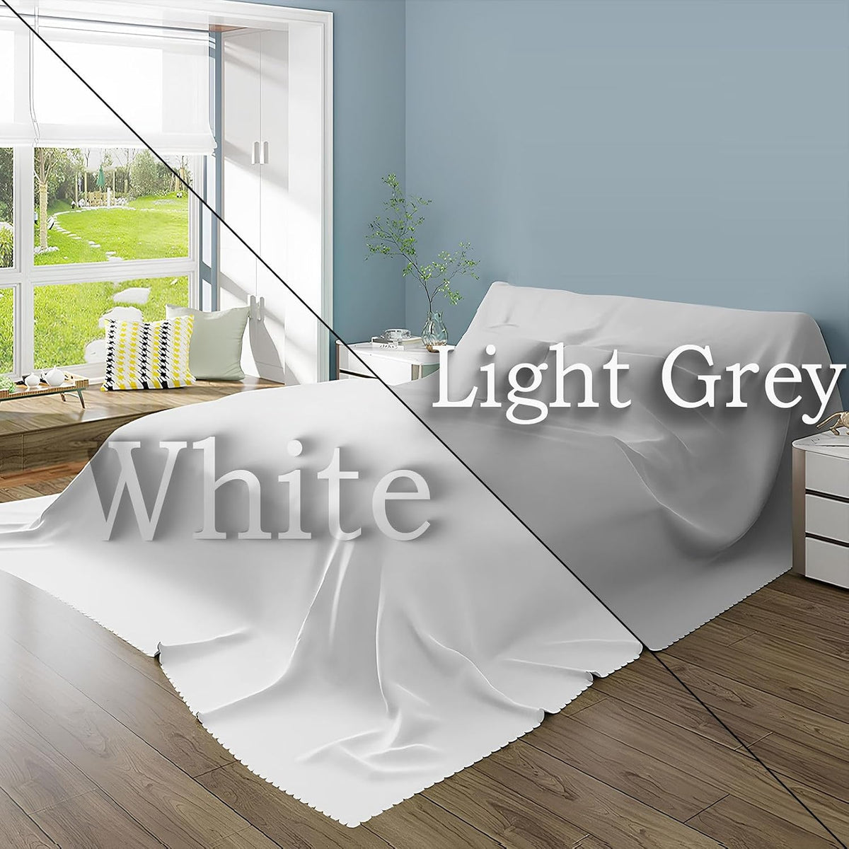SIELUNO Furniture Dust Cover for Bed Flat Sheets King Size, Mattress Protector Cover Flat Bed Sheets, Breathable Furniture Protector Cover for Bed, Washable-White-300x240cm(118x94in)