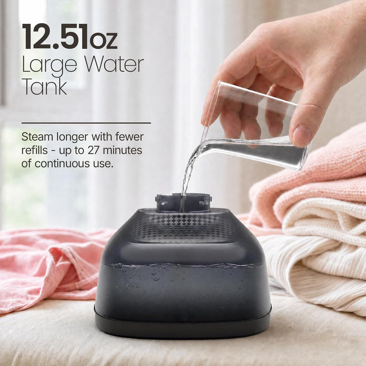 Steamer for Clothes, 4 Modes with LCD Display, 370ml Large Tank 30s Heat-Up
